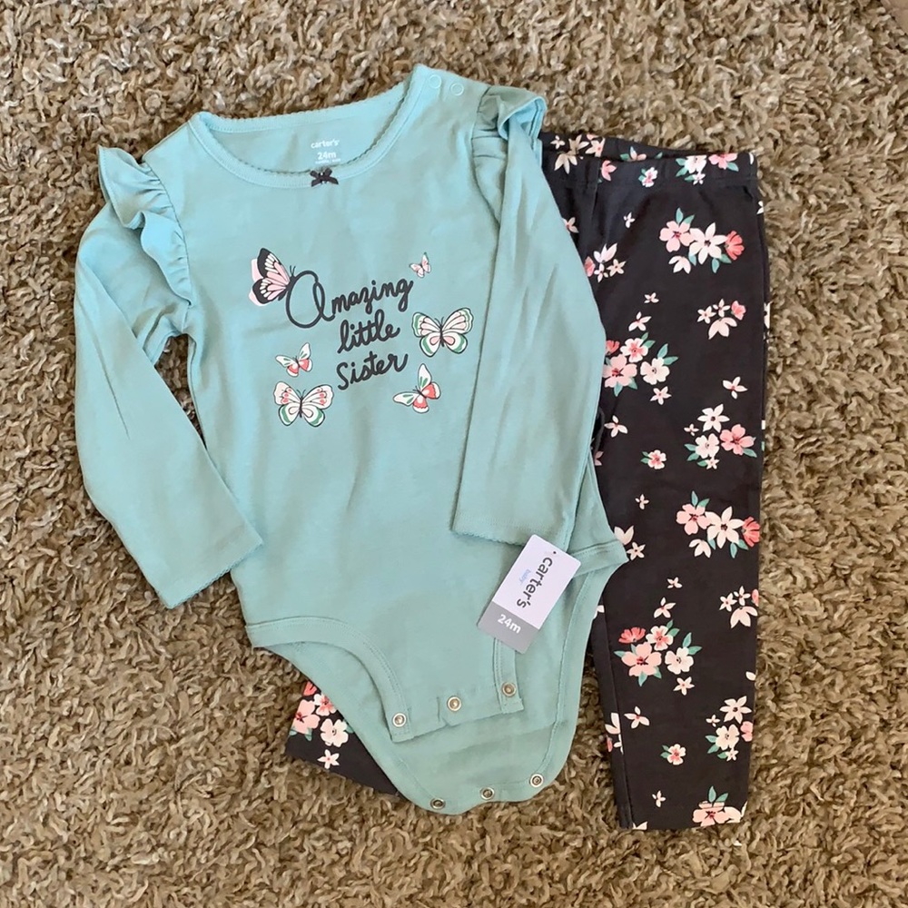 Baby girl Carter’s little sister matching set NWT